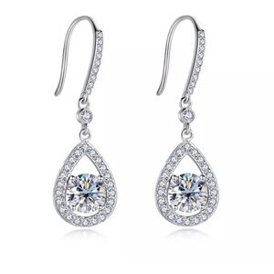 Certified 2ct.‎ T.W. Moissanite Diamond Tear Drop Earrings